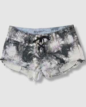 Vintage Y2K Element denim shorts, low rise, frayed, tie-dye, size 24